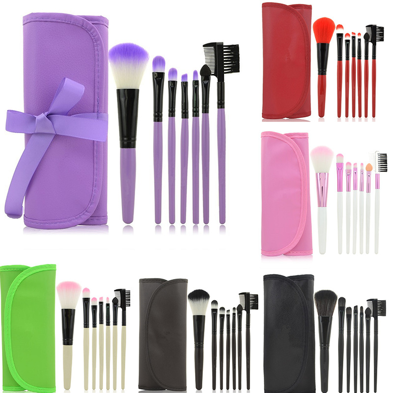 in stock 7 wallet makeup brushes with words beauty tools 7 makeup brushes makeup tools multi-color optional