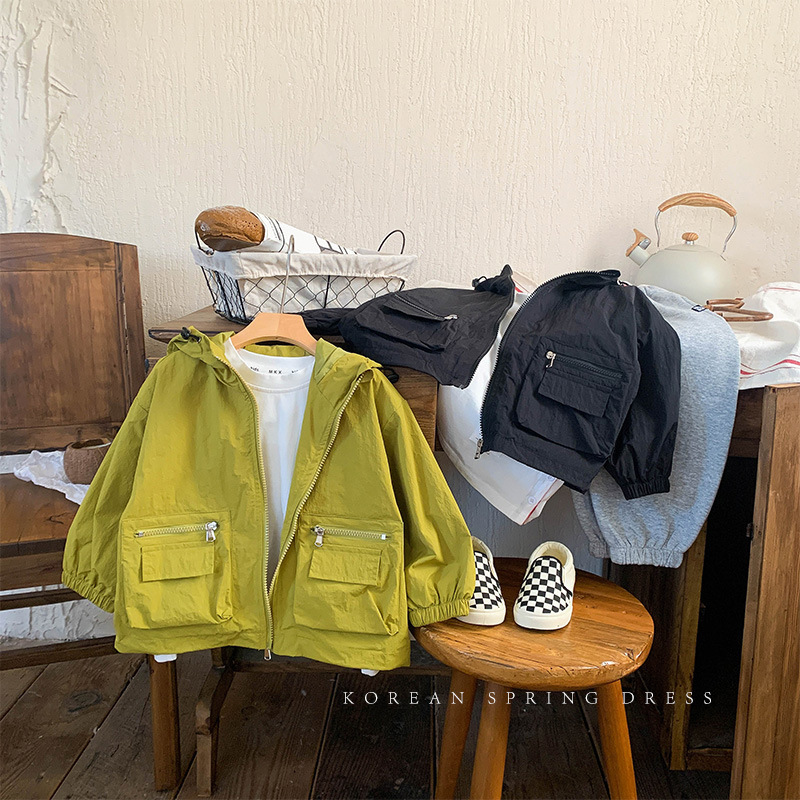 Children's Clothing Boys' Coat Shell Jacket Spring and Autumn 2023 New Foreign Handsome Children Toddler Hooded Baby Spring Clothing Fashion