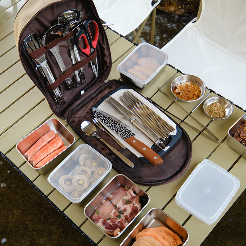 outdoor tableware portable suit picnic knife kitchenware picnic supplies camping equipment full set camping self-driving tour