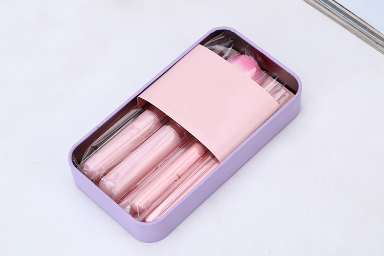 7 pcs iron box powder  makeup brush suit wooden handle makeup brush beauty tools