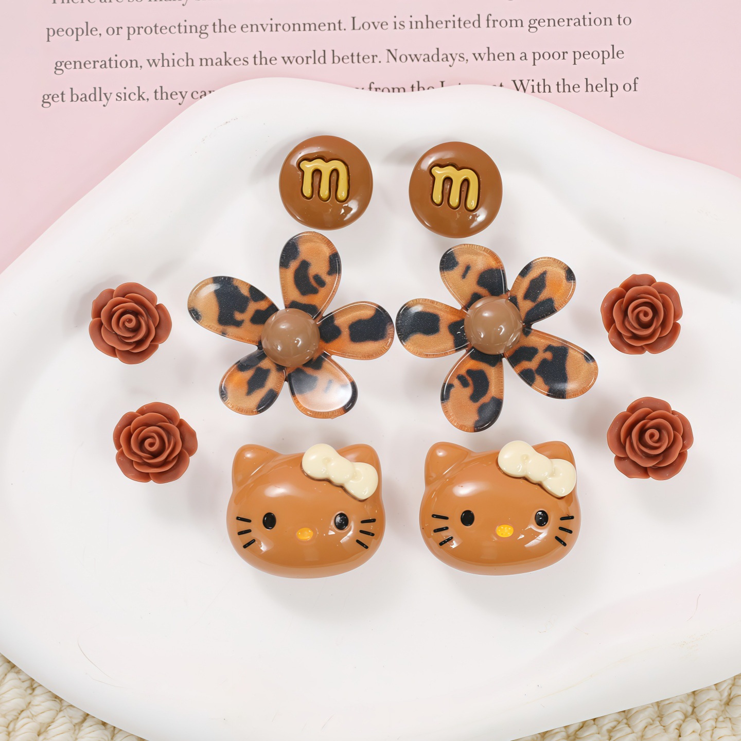 best-selling  leopard-print clog accessories, resin jewelry, small components, hair clips hair accessories, wholesale handmade material
