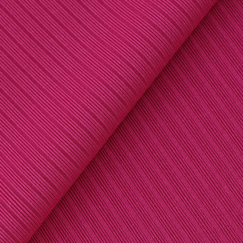Cool Silk Cotton Rib Knit Fabric with Sunken Stripe, Polyester Spandex Blend for Coats, Dresses, and Wide Leg Pants