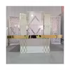 New Design PVC Acrylic White with Artificial Flower Stage Wedding Backdrop  for Wedding  Party Decorations